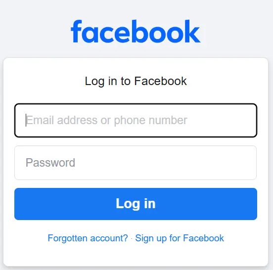 FB Login Page