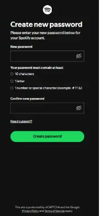 Spotify Reset Password 
