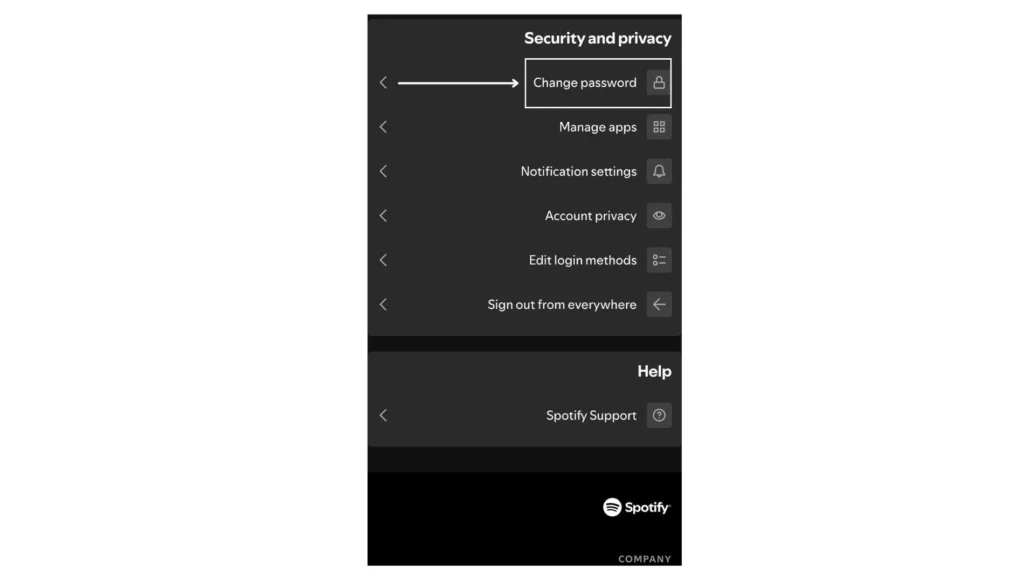 Spotify Password Change Page