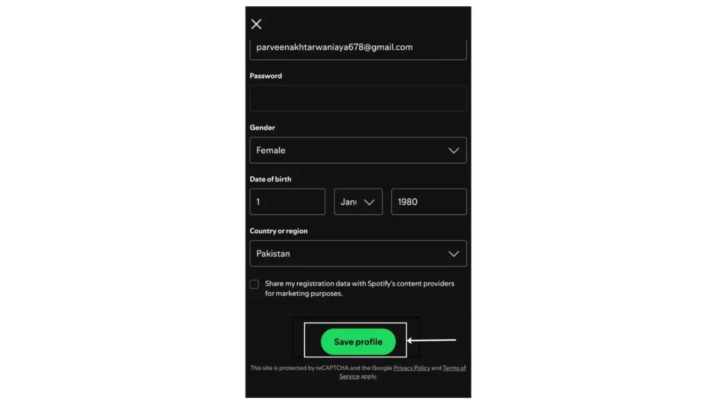 Spotify Profile Save