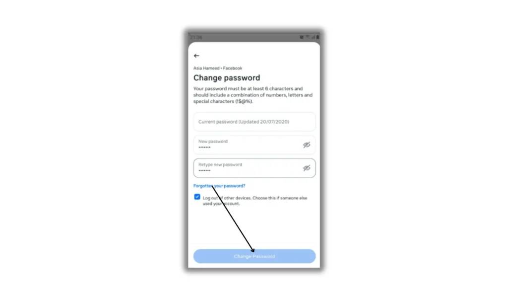 Save Password Changed