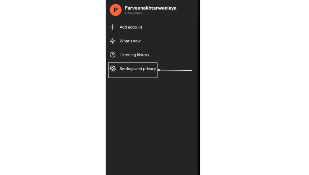 Spotify setting Page